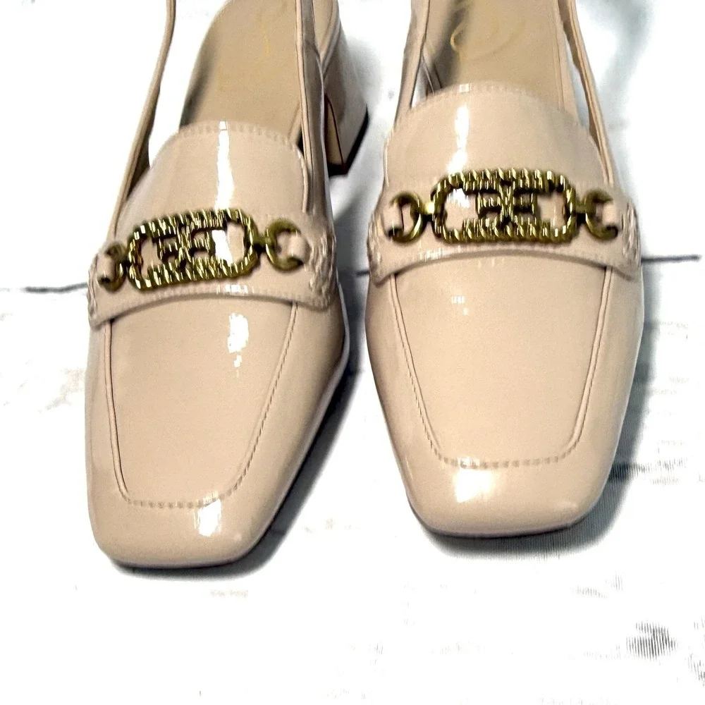 Sam Edelman Teana Shoes Women's 8.5M Beige Slingback Pumps Patent Leather